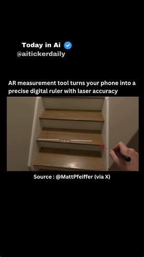 Today in Ai on Instagram: "AR measurement tool turning your phone into a precise digital ruler with laser accuracy and real-time measurements! This isn't just another AR demo - it's a complete breakthrough in augmented reality measurement technology. The RealityKit experiment demonstrates sophisticated AR capabilities that enable users to measure objects with unprecedented precision using laser-guided augmented reality overlays. The revolutionary capabilities showcased: 📱 AR Measurement: Advanc