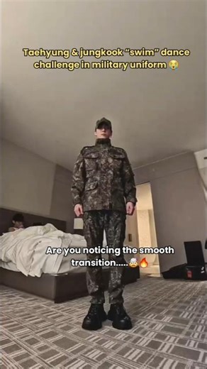 Taehyung & Jungkook SWIM Dance Challenge In Military Uniforms | taekook new tiktok