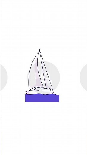 White sailboat gliding over tranquil ocean waves 2D cartoon vertical animation