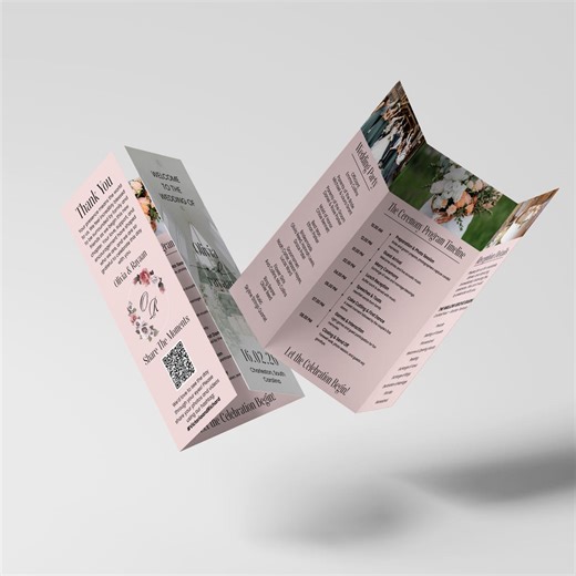 Elegant Gatefold Ceremony Brochure, Editable Canva Template, Timeline & Bridal Party Guide - Etsy