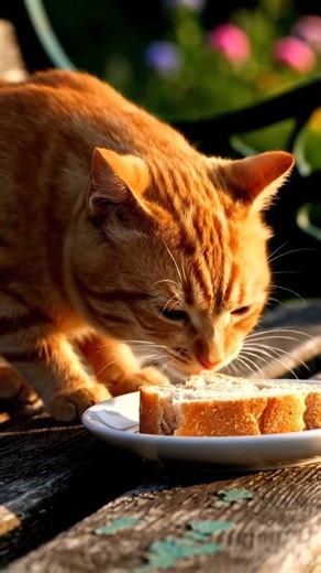 ASMR Cat Eating Bread 🍞