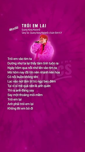 Lyrics Trói Em Lại - Quang Hùng MasterD