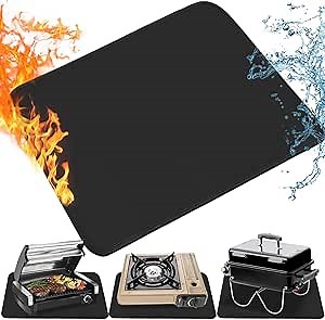 TOHONFOO 15" x 18" Grill Mat Fireproof for Outdoor Grill Protecting Prep Barbecue Table - Heat Resistant BBQ Tabletop Grilling Griddle Pad, Easy to Clean & Storage - Waterproof & Foldable, 1mm