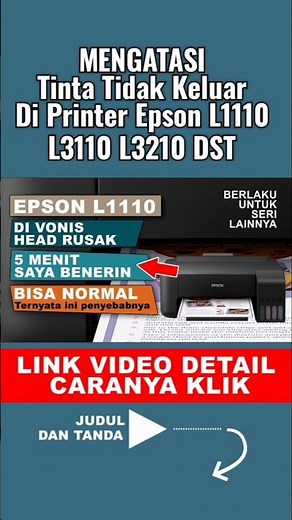MENGATASI Tinta Tidak Keluar Di Printer Epson L1110 L3110 L3210 DST
