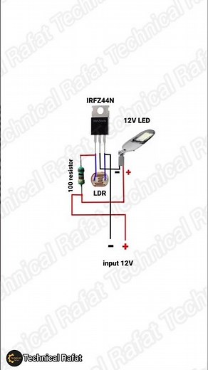 Automatic night light using mosfet IRFZ44N and LDR