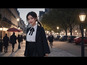 [Ai art] 5-minute A cute Japanese girl wearing a short skirt in Pari | Ai Lookbook |
