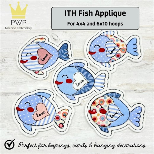 ITH Fish Applique. Machine Embroidery Pattern for 4x4 and 6x10 Hoops - Etsy Australia