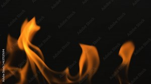 Fire line or flames isolated on black background. Full HD slow motion resolution video of Fire that is burning on black wall background. Stock Video