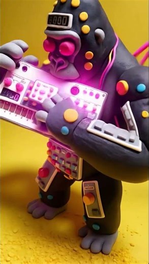 Inside my beatmaking brain- Clay cyborg monkey jamming on Korg Volca Sample #shorts #electronicmusic