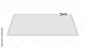 Coupon with bar codes or voucher code or promo code vector with scissors to cut the dotted line border.