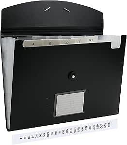Accordion File Organizer, 13 Pocket Expanding File Folder Organizer for Letter Size/A4 Documents, Expandable Portable Monthly Bill/Receipt Organizer for Home/Office/School (Black)