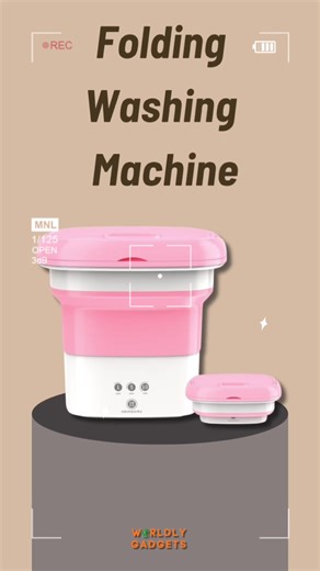 This folding washing machine is designed to be ultra-compact and portable, so you can easily transport it to and from any location. Not only does it boast dual functionality for washing and dehydrating clothes, but its small size makes it ideal for washing smaller loads quickly and efficiently. Its simple design also makes it a cinch to use, no matter your level of experience with washing machines. Perfect for sweatbands, socks, baby clothes, underpants, and more! #foldingwashingmachine #gadgets