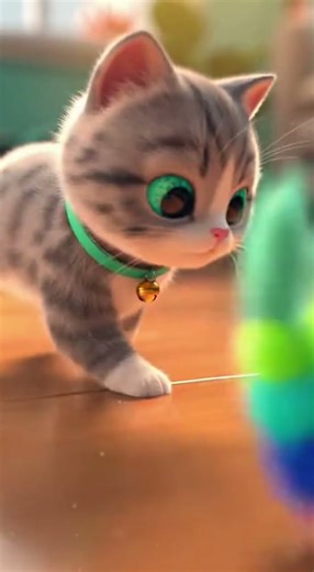 Pixar-Style Kitten vs Wiggly Worm Toy – Cute Cartoon Short