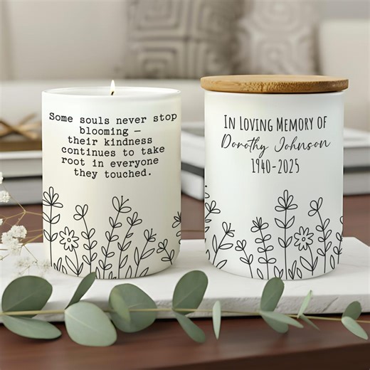 Custom Memorial Candle Personalized Sympathy Gift in Loving Memory Candle Bereavement Gift Loss of Mom Dad Son Father Mother Funeral Favors - Etsy