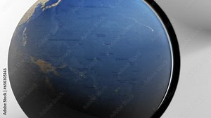 Atlas map of the world globe spinning zooming in and focusing on the country of Indonesia, Indonesian. Showing area, motion video stock in HD and 4K