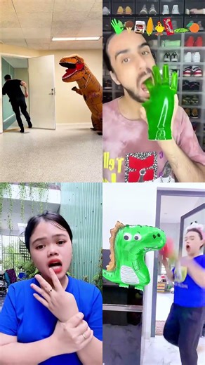 Dino Pranks & Green Hand Candy Challenge! 🦖💚