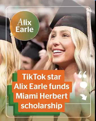 TikTok star and #umiami alumna Alix Earle provides #scholarships for Miami Herbert Business School students. Full story and scholarship application link at: https://bit.ly/441OKIj | University of Miami