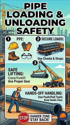 Loading Unloading Pipe Safety #PipeUnloadingSafety #PipelineConstruction #RiggingTraining