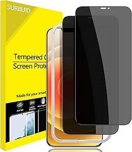 [2-Pack] iPhone 12 Mini Screen Protector Privacy, Tempered Glass Full Coverage Edge to Edge with [Easy Installation Tray] HD Clarity 9H Hardness Case Friendly Anti Scratch Film for iPhone 12 Mini 5.4"