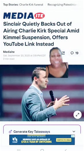 Sinclair, which owns hundreds of ABC affiliate stations, backed out of airing a remembrance of conservative activist Charlie Kirk, posting a YouTube link instead. Sinclair was one of the broadcast groups to take issue with late night host Jimmy Kimmel’s comments related to Kirk’s pewpewer. Welp....Disney already lost 3 billion in a few days. Obviously this is getting em scared. Keep it up y'all! They clearly didn't learn from the store Target🎯 #jimmykimmel #disney #sinclairmedia #target | Godde