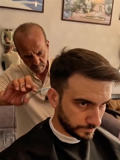 ASMR BARBER MEHMET DOING haircut scissors to new clients make him relaxing 🌃🎧💆 #asmrtiktoks #asmrsounds #barber #barbershop #haircut