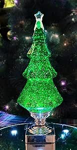 Moments in Time Green Christmas Tree Water Spinning LED Decoration Battery Operated Snow Globe Lighted Holiday Tabletop Décor (14”H x 5”W x 5”D) Festive Gift Home Decor