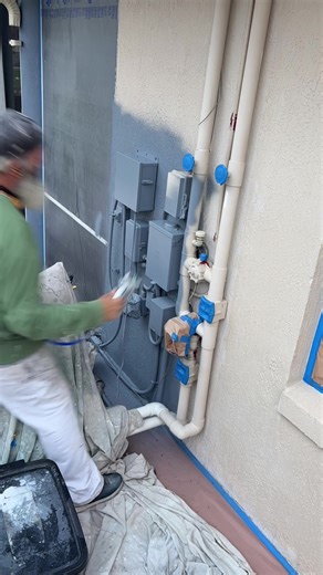 Painting utility boxes around a pool pump can be an arduous task if done by hand—but spraying makes all the difference. With the right setup, you can get into all those tight crevices and hard-to-reach spots that a brush just can’t handle, leaving a smooth, even finish every time. Efficiency meets quality. #Paint #SprayFinish #ProPainter #ExteriorPainting #TradeTips