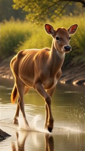 beautiful story bull calf attack by deer 🦌#ai #creator #animals #animation #shorts #viral #deer