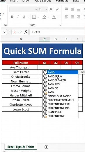 Quickly Apply SUM Formula in Excel | Add Numbers Instantly ⚡