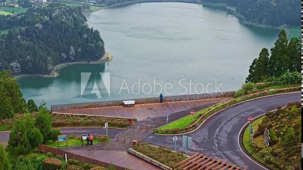 Aerial View of Lagoa das Sete Cidades Lake in Sao Miguel, Azores, Portugal