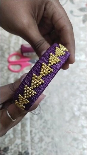 Silk Thread Bangles | Gold Beads with Violet Color | Elegant Handmade Jewelry Tutorial