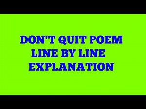 DONT QUIT POEM | TNPSC general english