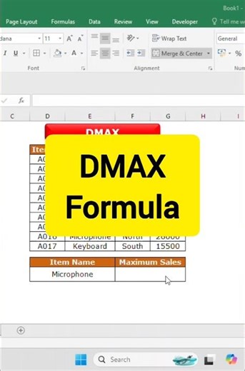 How to use dmax formula in excel | Maximums with data validation