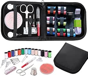 Sewing Kit with Case, Portable Needle and Thread Kit with Sewing Supplies and Accessories, Ideal for Adults,Beginners,Travelers,Home,Emergency, Includs Scissors,Measure Tape,Needle Threader and More