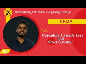 6.6 DBMS - Transaction Management || Cascading, Cascade less and Strict Schedules || RGUKT SKLM