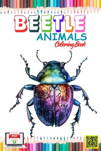 Beetle Coloring Book | Insect Art Pages for Adults and Teens - Etsy