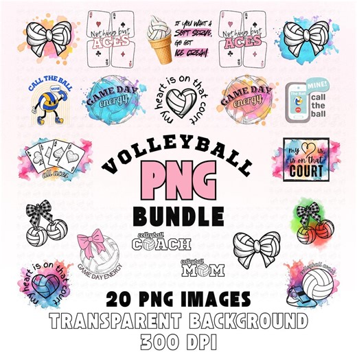 Volleyball PNG Clipart Bundle | Sports Graphics for Coaches, Teams, Players & Moms (digital Download) - Etsy