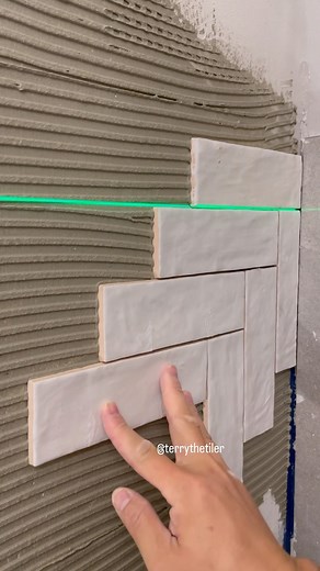 Triple T Professional Tiling on Instagram: "Square herringbone patterns 🤓 #tiler #tile #herringbone #bathroom"