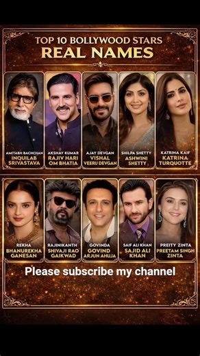 Real names of top 10 Bollywood stars