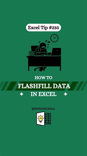 Excelhacks101 | Daily Excel Tips on Instagram: "Flashfill Data with Just Two Keys in Excel 🖱️📊 Super handy for fast data changes & clean dashboards! Don’t scroll away — Save this for later 🔖 #exceltips #data #exceltricks #excel #excelhacks"