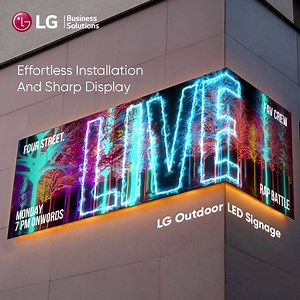 2.1K views · 133 reactions | Leave every passerby strongly impacted by the vibrant colors and immersive information display with #LG Outdoor #LEDSignage. Its effortless installation and the sharp screen will make you exchange information like never before. Know more on https://bit.ly/3kkTMdh Register on https://bit.ly/3dZOzp6 for exclusive benefits #InformationDisplay #CommercialDisplay | LG Global | Facebook