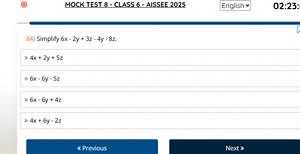 MOCK TEST 8 - CLASS 6 - AISSEE 2025English ∨02:23:84) Simpli... | Filo