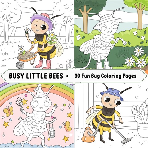 Bee Coloring Pages - 30 Fun Insect Printables for Kids (PDF Download) - Etsy
