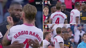 Antonio Rudiger went full 'alpha mode' against Sergio Ramos as pair square up during Sevilla vs Real Madrid