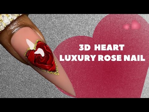 3D luxury rose heart nail