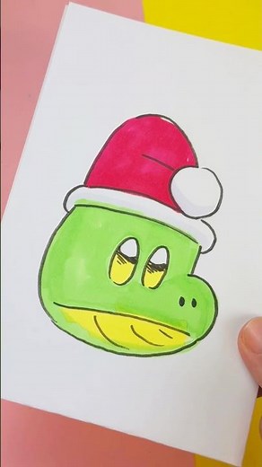 How to draw a Christmas dinosaur kawaii step by step