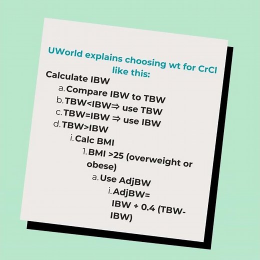 Choosing weight: Calculating creatinine clearance. NAPLEX Tips #naplex #pharmasist #pharmacy