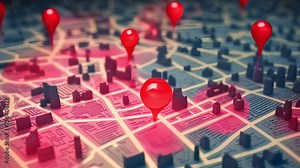 3D Map pins, GPS, navigator pin checking points, 3D World Map icon, technology and application mobile smart phone with mobile, delivery tracking, transportation, travel