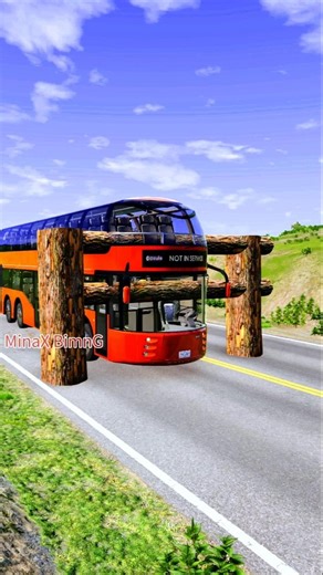 Bus & Red Car vs Wooden Gate ❌ | BeamNG Drive #shorts