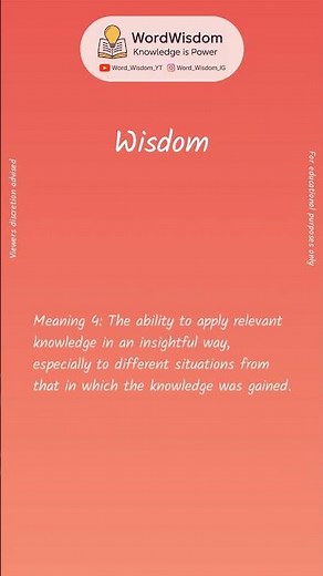 What does "Wisdom" mean? | English vocabulary shorts | #wisdom #wordwisdom